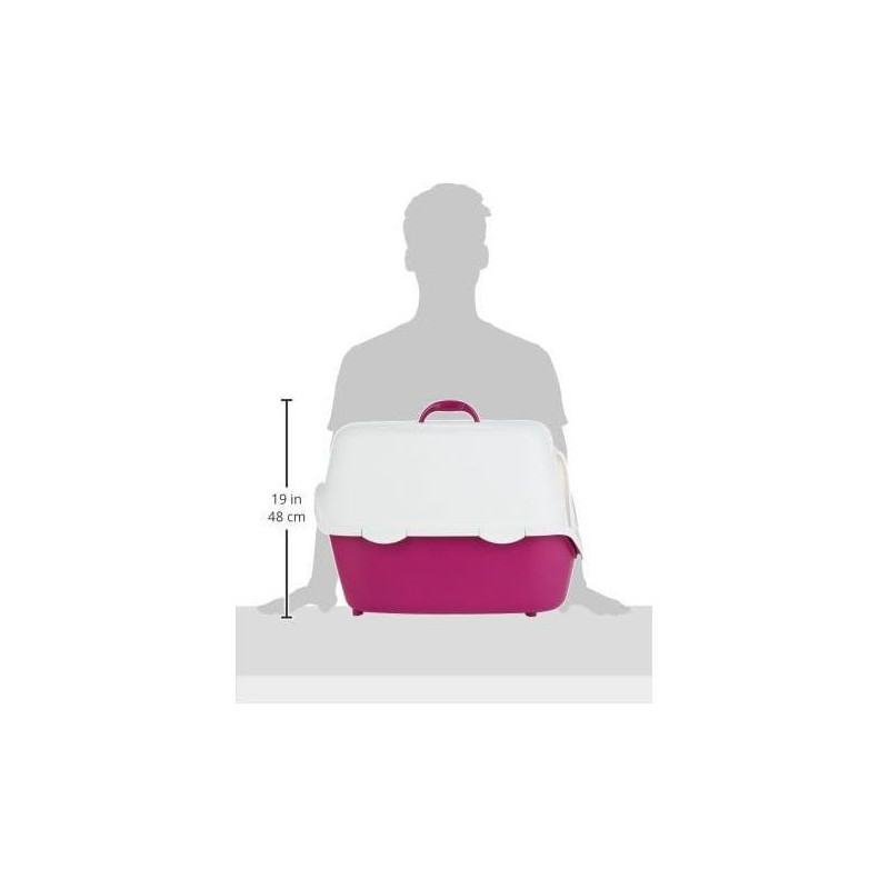 TRIXIE Vico litter box - Lid - 40 × 40 × 56 cm - Berry and white