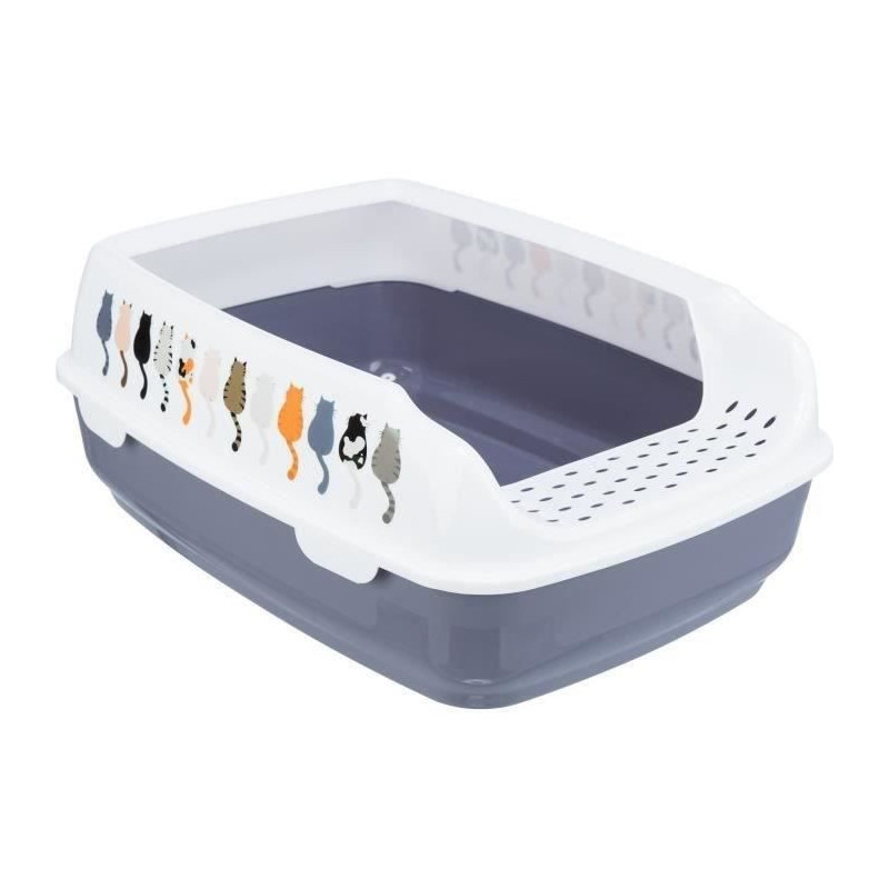 TRIXIE Delio litter box - Rim - 38 × 20 × 50 cm - Gray and white pri