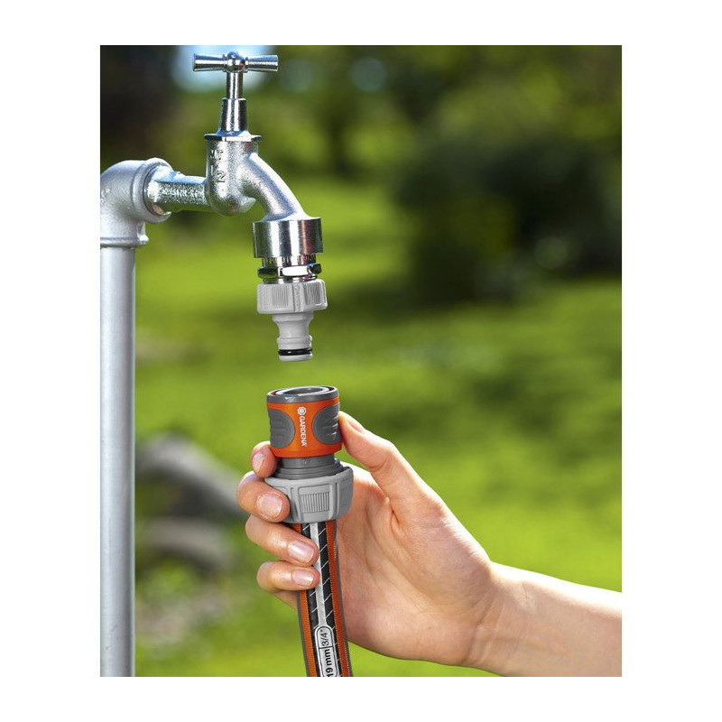 Quick Gardena watering fitting - adapted Ø19 mm hose - 1 click fixing