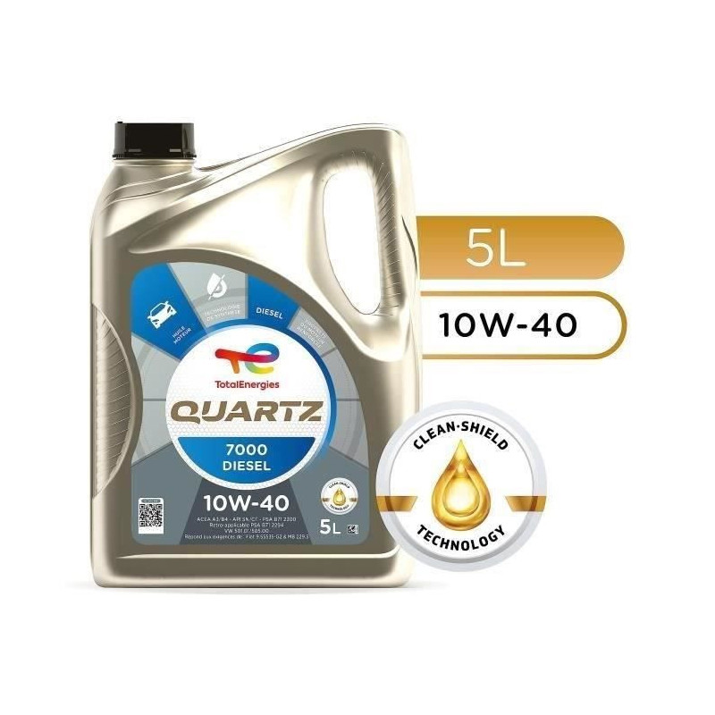 TOTAL ENGINE OIL 5L QUARTZ 7000 DIESEL 10W40