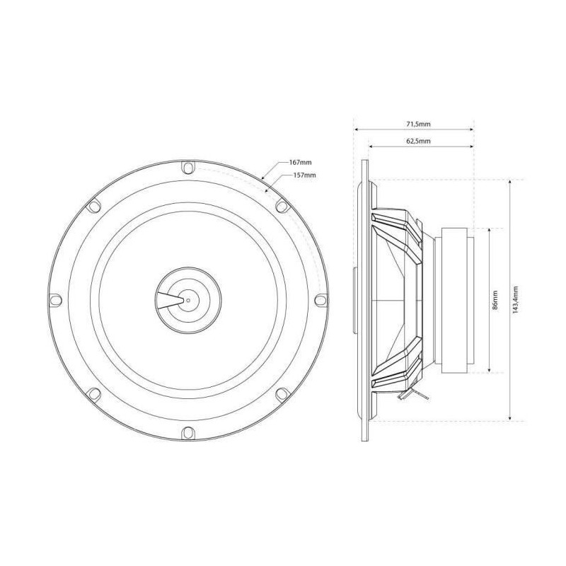 MTX 2-Way Coaxial Speaker TX265C Ø16.5cm 65W RMS 260W Peak 4O