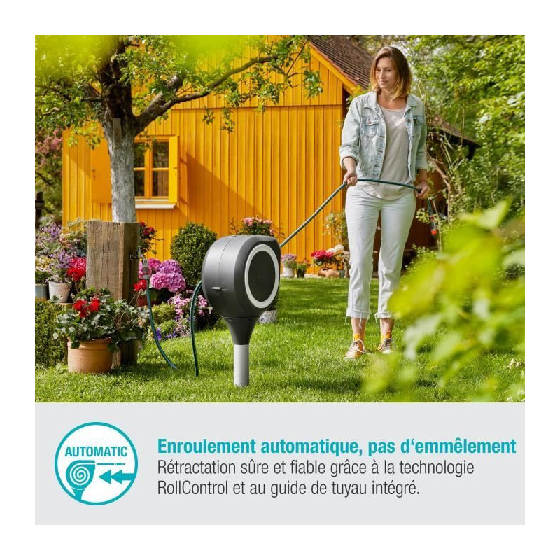 Gardena automatic reel on peak rollup s white line-length 15m-Ø11mm-c