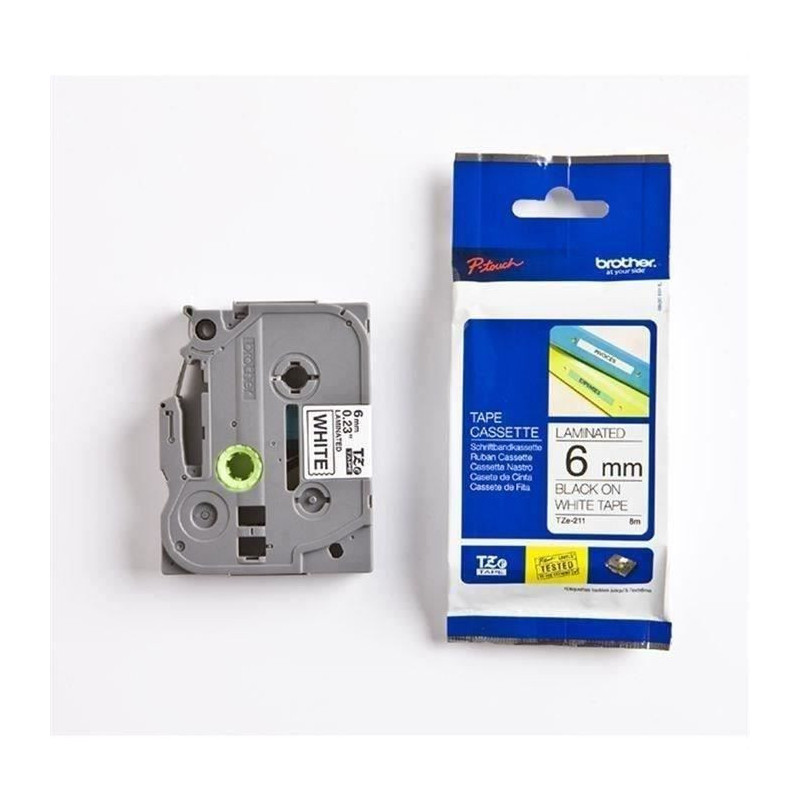 BROTHER P-TOUCH TZE-211 Label Tape - 6mm