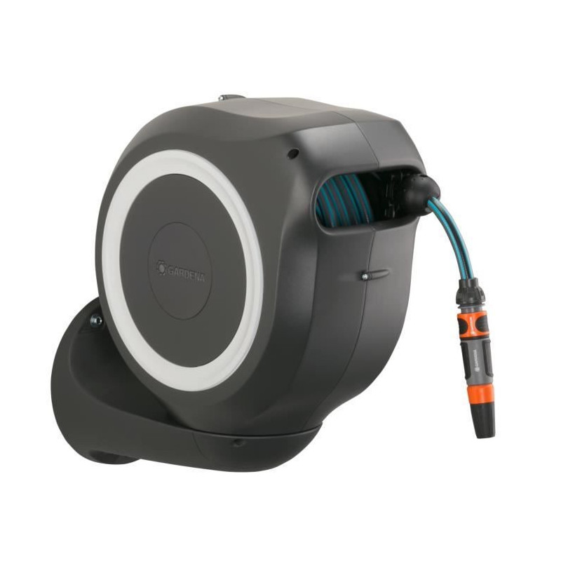 GARDENA Wall-mounted automatic hose reel RollUp M 20 m with white bord