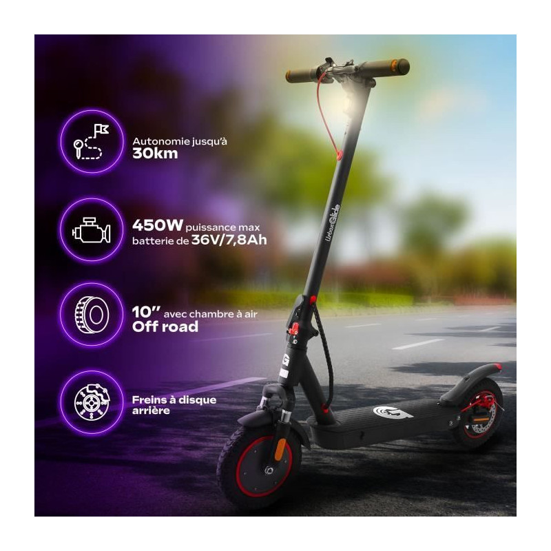 Foldable electric scooter - URBANGLIDE - 100 MAX - 350W - 10 wheels -
