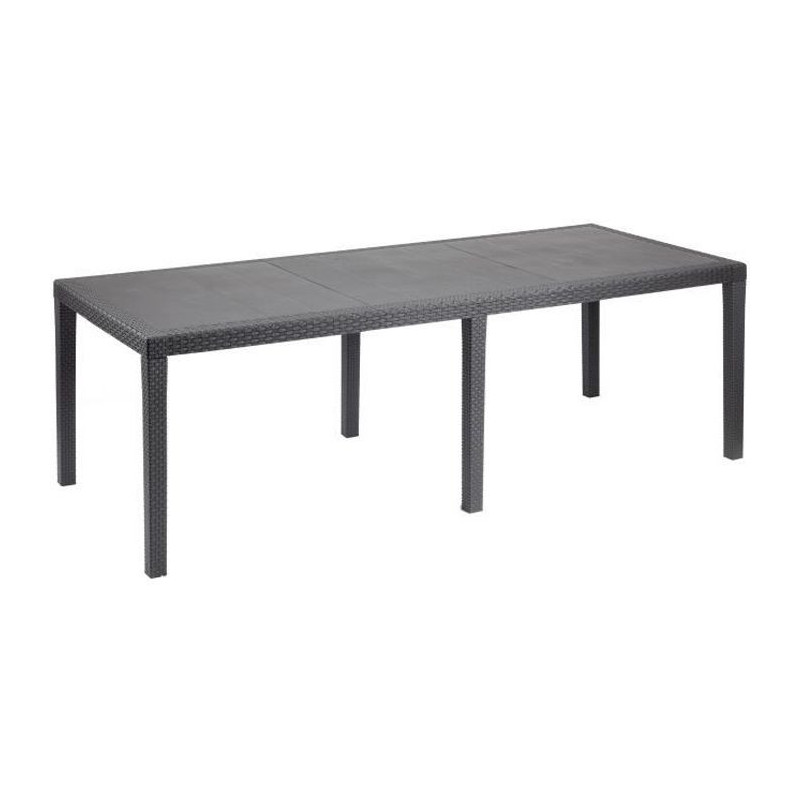 Queen outdoor dining table with rattan effect - Anthracite - 220 x 90