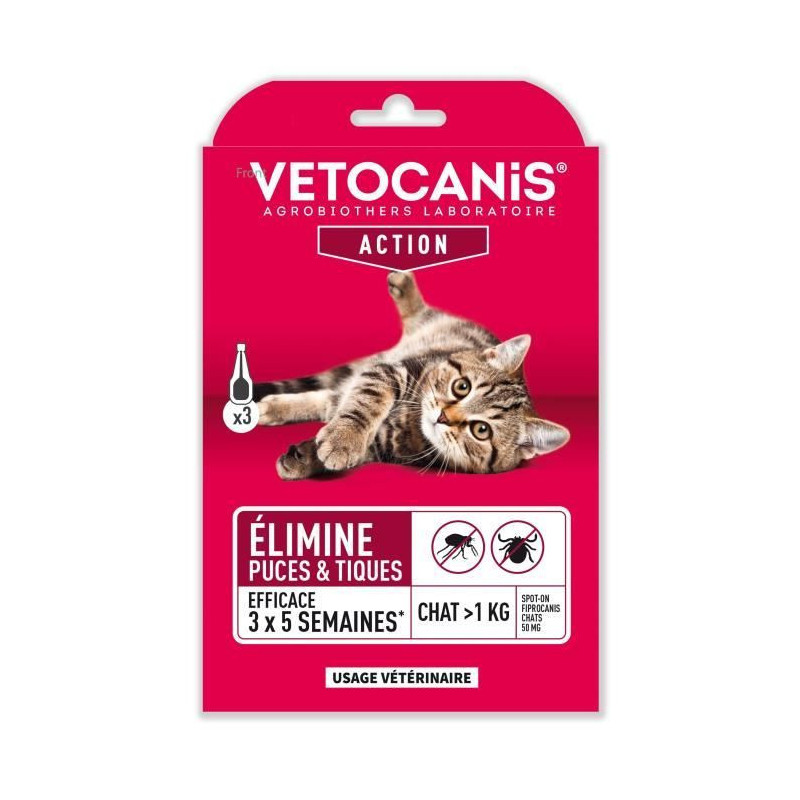 VETOCANIS Spot On, Anti-flea and Anti-tick pipettes - For cat