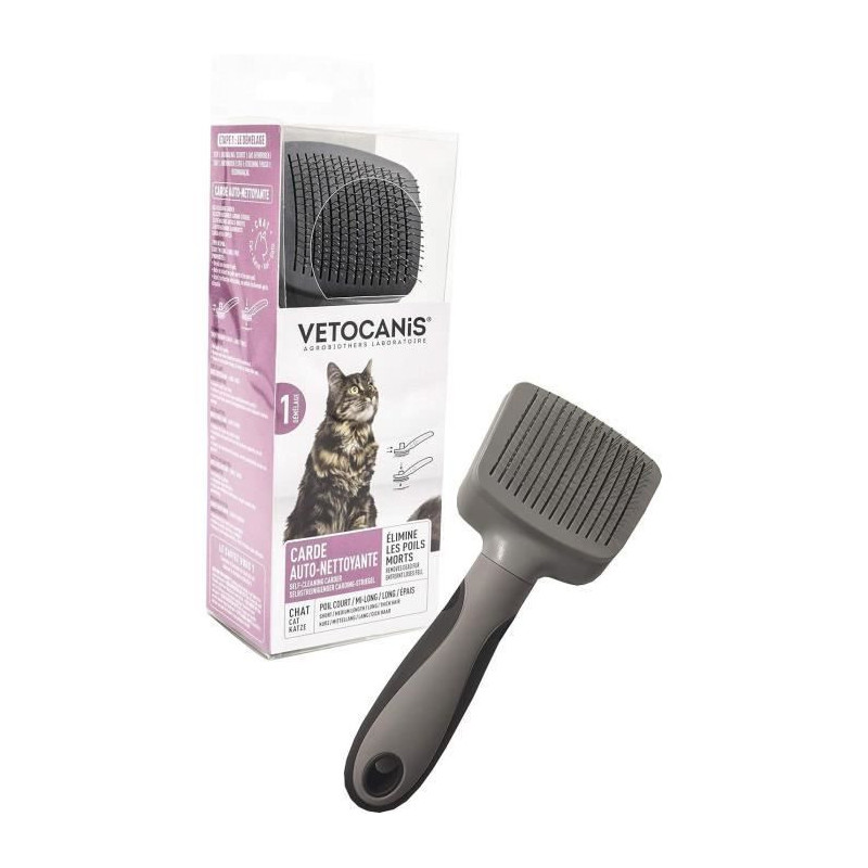 VETOCANIS Retractable and self-cleaning card brush - To remove dead ha