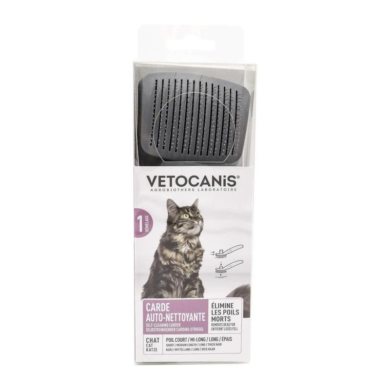 VETOCANIS Retractable and self-cleaning card brush - To remove dead ha