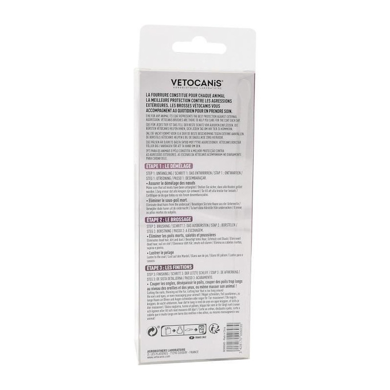 VETOCANIS Retractable and self-cleaning card brush - To remove dead ha