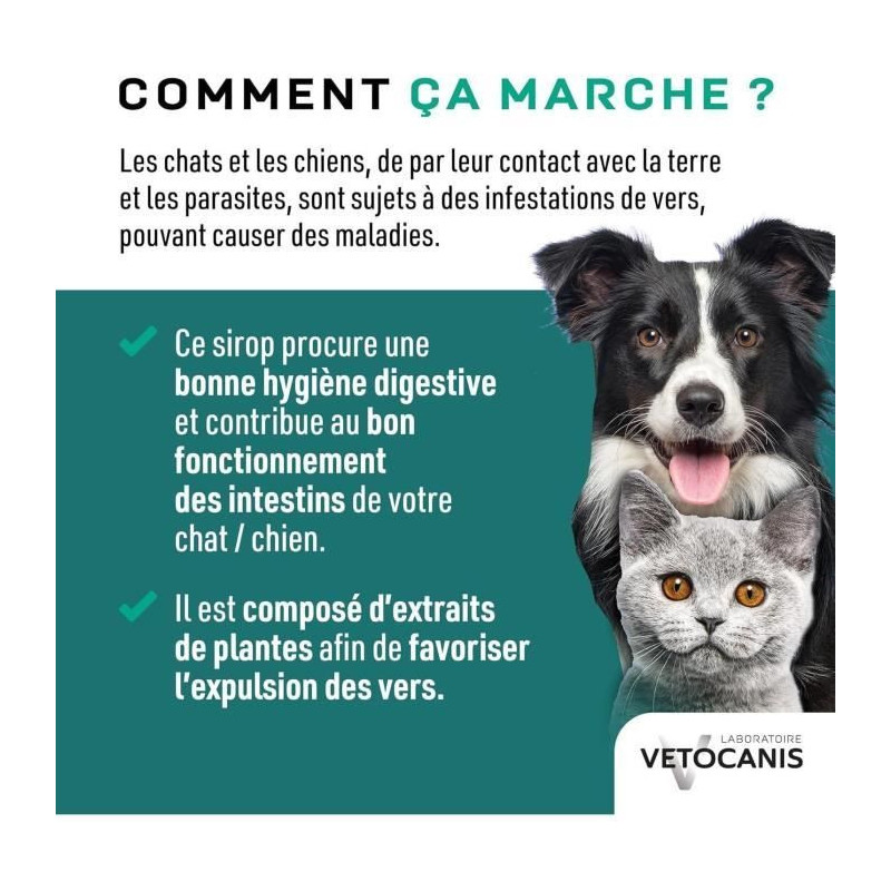 VETOCANIS Syrup against worms - 125 ml - For dogs and cats