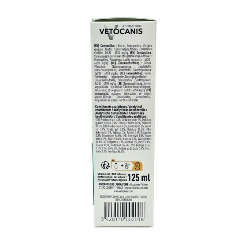 VETOCANIS Syrup against worms - 125 ml - For dogs and cats