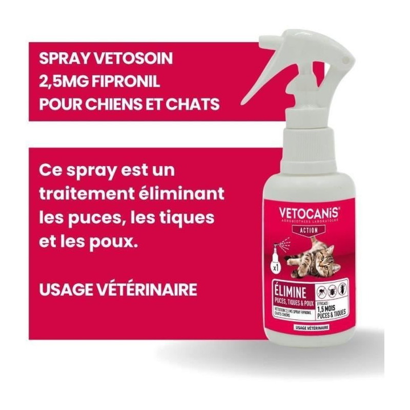 VETOCANIS Anti-parasitic, anti-flea and anti-tick spray - 100 ml - For