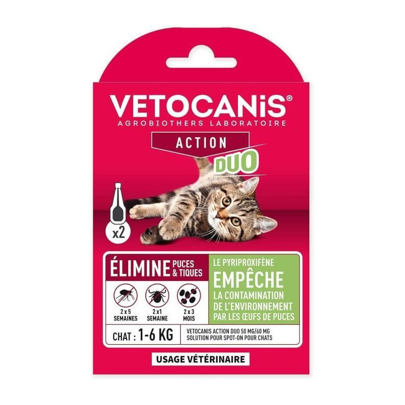 VETOCANIS Anti-flea and anti-tick pipettes Duo - 2 pipettes for 5 week