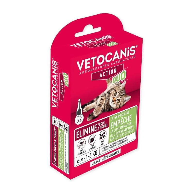 VETOCANIS Anti-flea and anti-tick pipettes Duo - 2 pipettes for 5 week