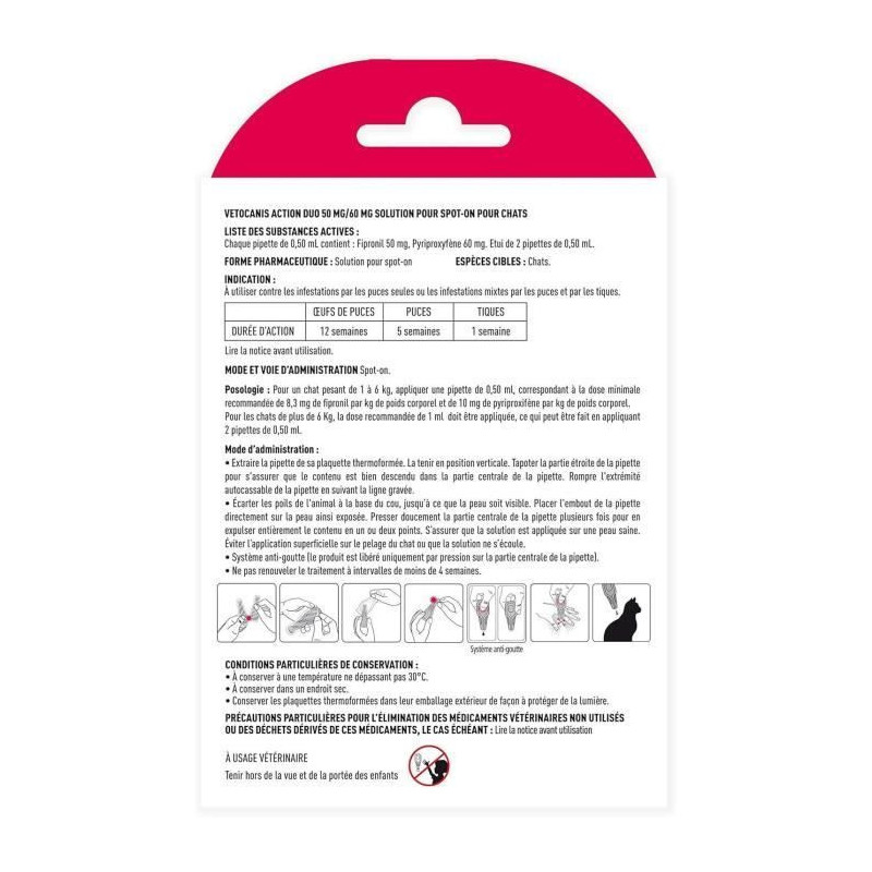 VETOCANIS Anti-flea and anti-tick pipettes Duo - 2 pipettes for 5 week