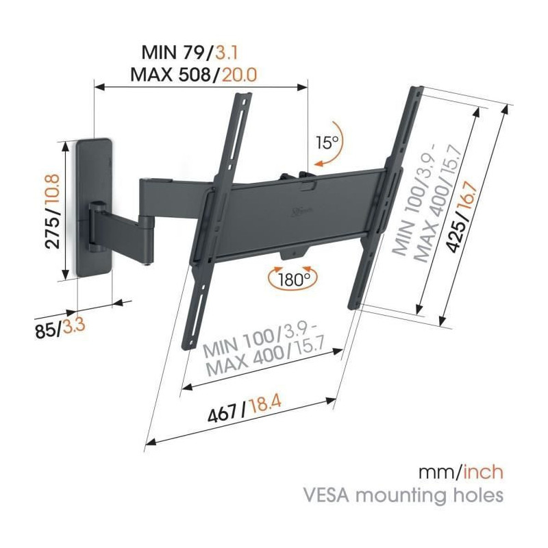 TV wall mount - VOGEL'S - TVM 1443 Full-Motion+ Medium, 2 arms, 32-65