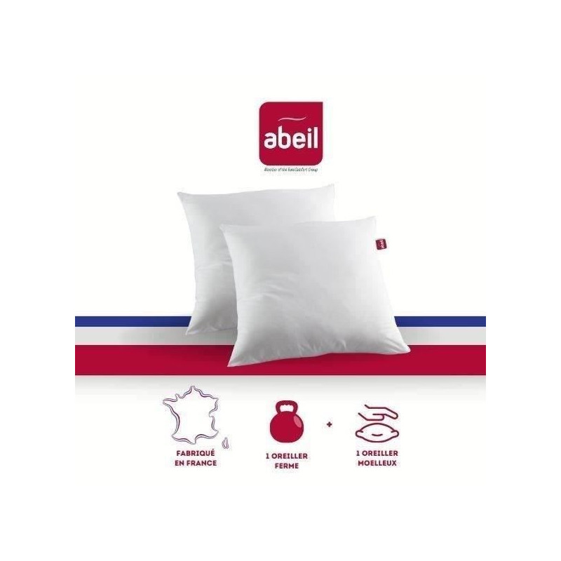 ABEIL Set of 2 pillows DOUBLE COMFORT 100% Cotton 60x60cm