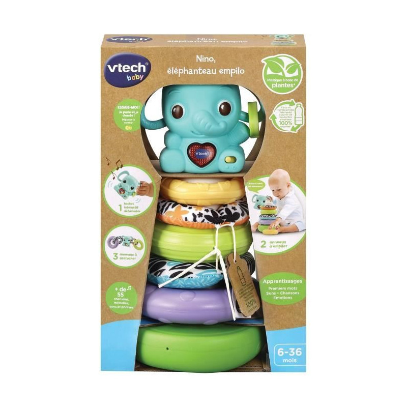 VTECH BABY - Nino, Baby Elephant Stacko 3 in 1 (Bio-Based Plastic)