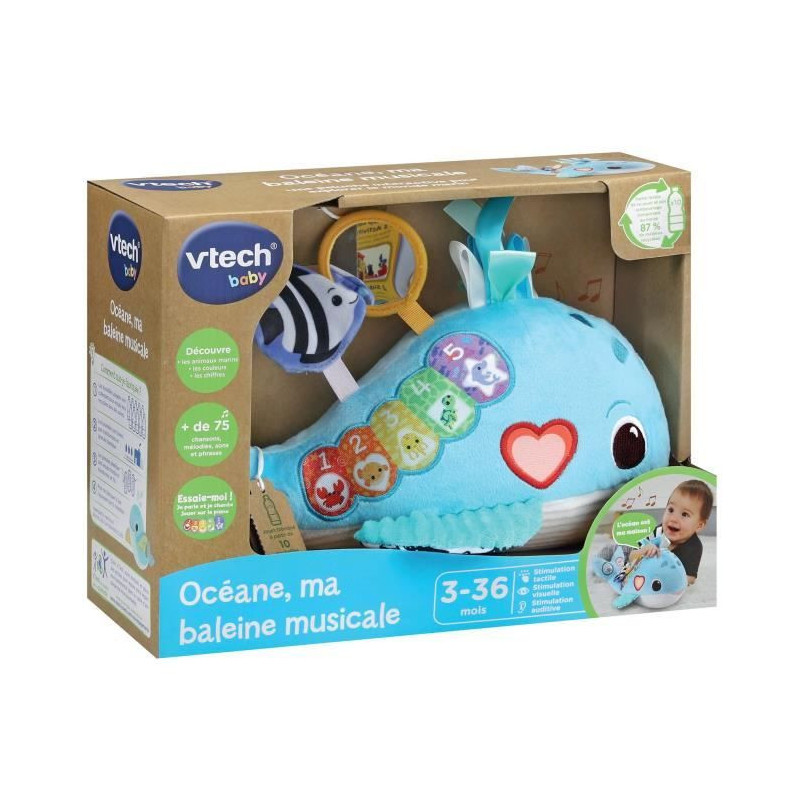 VTECH OCÉANE, MY MUSICAL WHALE (RECYCLED PLASTIC BOTTLES)