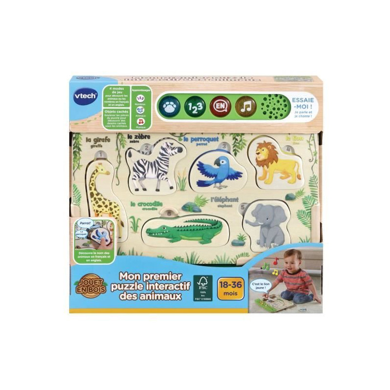 VTECH BABY - My First Interactive Animal Jigsaw Puzzle - FSC Wood Toy