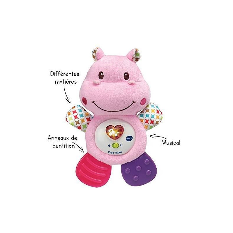 VTECH BABY - Pink croc'hippo - Baby Musical Rattle