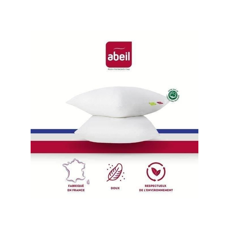 ABEIL Set of 2 Organic Comfort Pillows - 60 x 60 cm - White