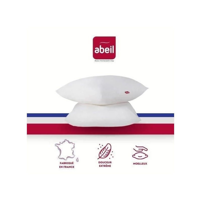 Abeil Lot of 2 soft pillows - 60 x 60 cm - White