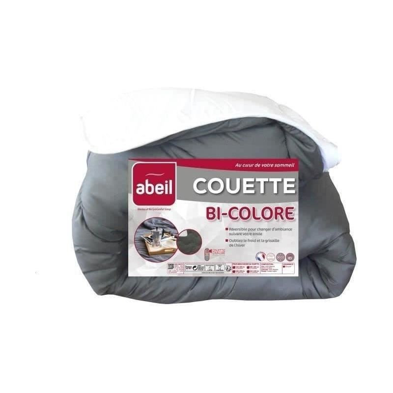 Abeil two -tone duvet - 140 x 200 cm - White and gray