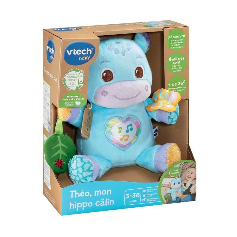 VTECH THÉO, MY CUDDLY HIPPO (RECYCLED PLASTIC BOTTLES)