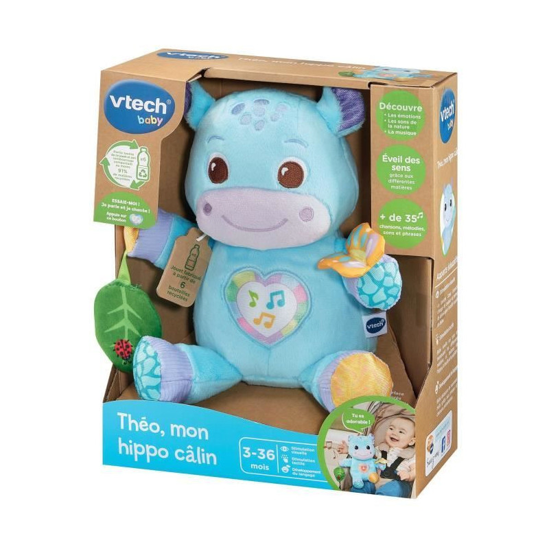 VTECH THÉO, MY CUDDLY HIPPO (RECYCLED PLASTIC BOTTLES)