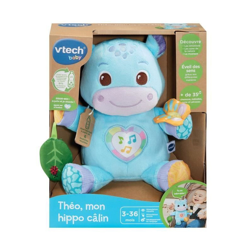 VTECH THÉO, MY CUDDLY HIPPO (RECYCLED PLASTIC BOTTLES)