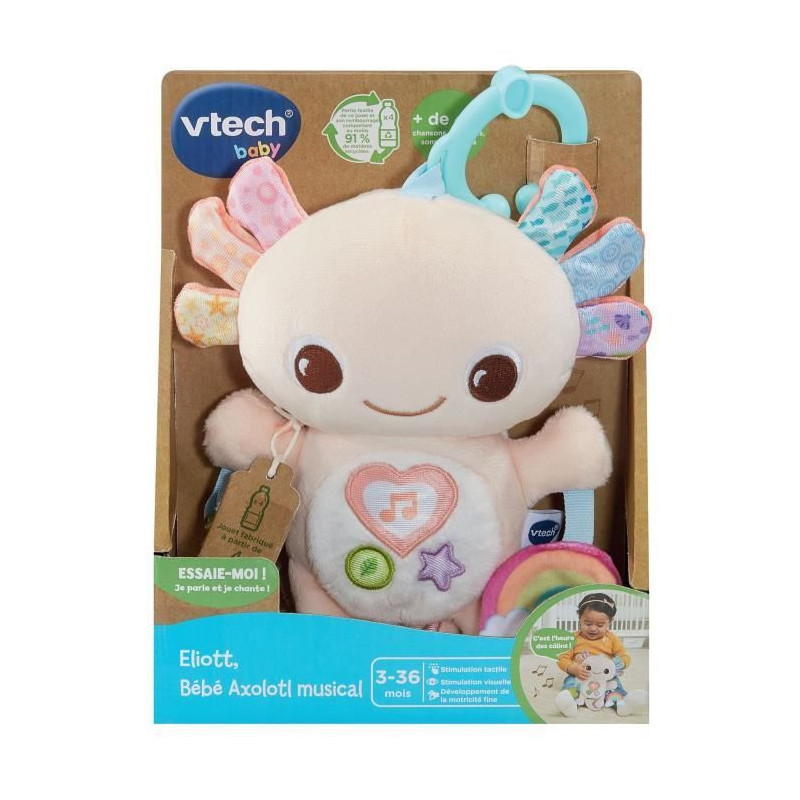 VTECH ELIOTT, BEBE AXOLOTL MUSICAL (RECYCLED PLASTIC BOTTLES)