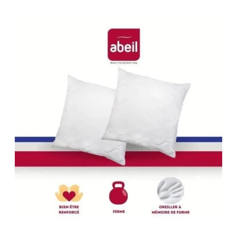 Abeil batch of 2 quilted memory pillows - 60x60 cm - White