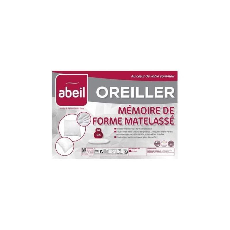 Abeil pillow with matt form mattress 60x60 cm white