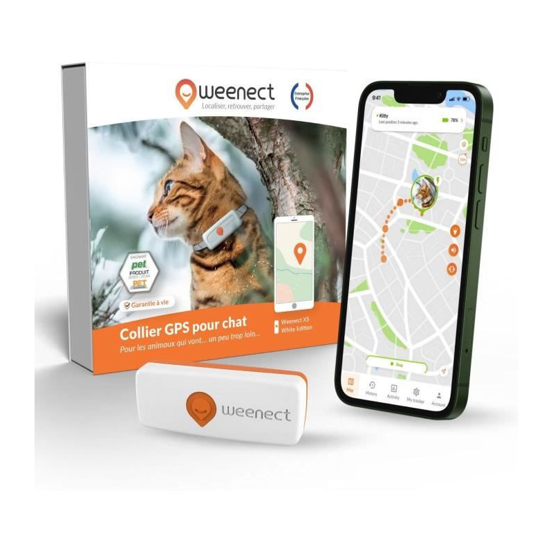GPS tracker for chat - Weenect XS (White Edition 2023)