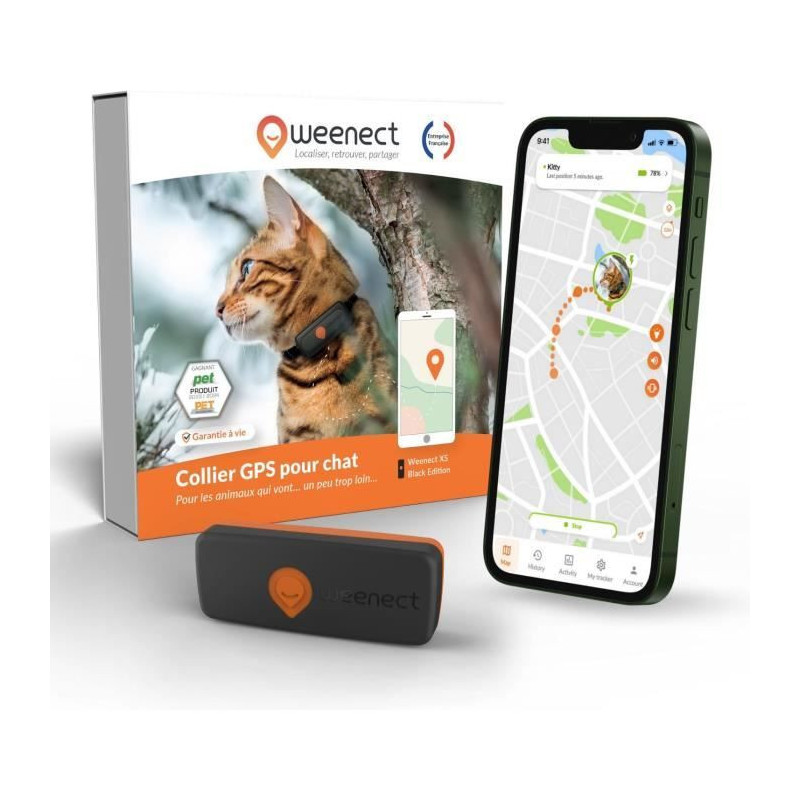 GPS tracker for chat - Weenect XS (Black Edition 2023)
