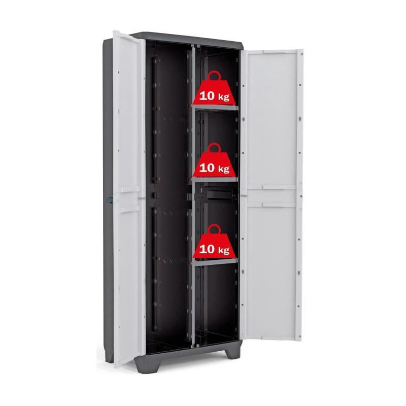 KIS Linear Utility Storage Cabinet - 68 x 39 x 173 cm - Black and Gray