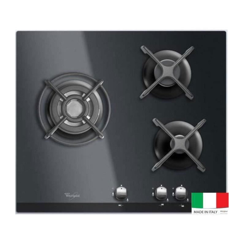 WHIRLPOOL AKT404NB Gas Cooktop - 3 burners - 6350W - L59 x D51cm - Tem