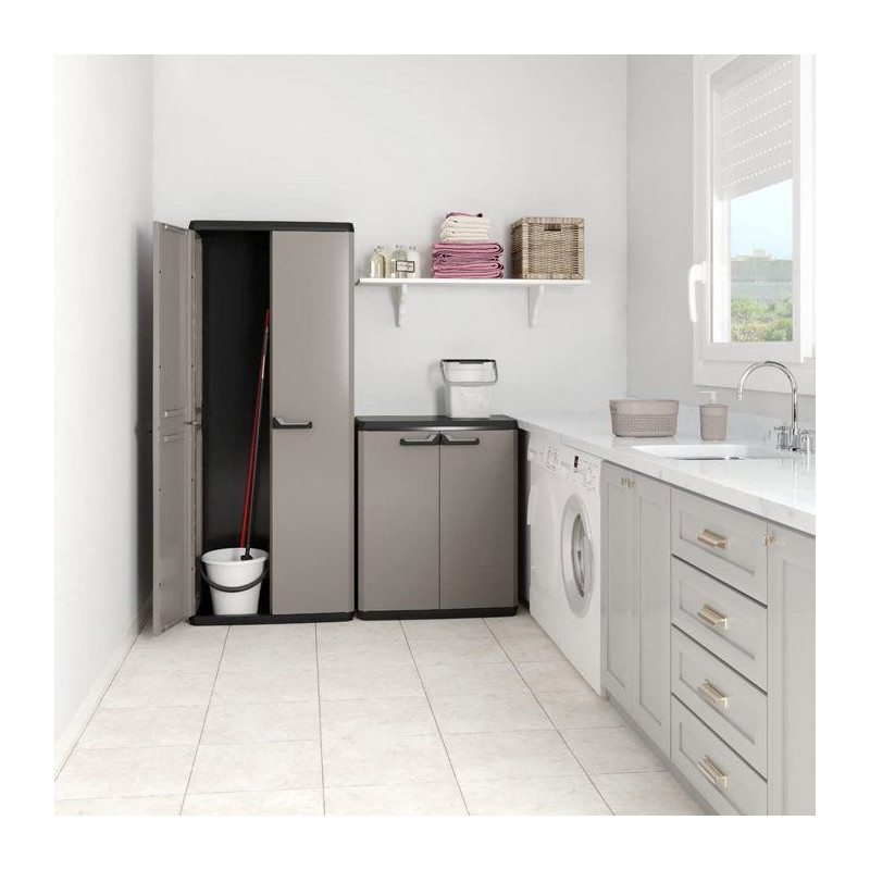 KIS Più Utility Storage Cabinet - 68 x 39 x 166 cm - Charcoal Gray an