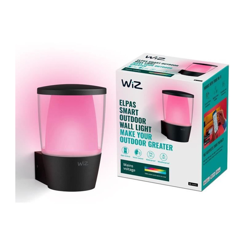 WIZ ELPAS wall light - Connected - Outdoor - Black