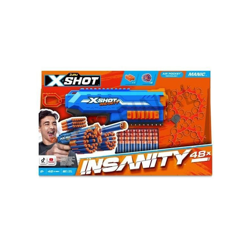 Dart Launcher - ZURU - X-SHOT Manic - 47-dart capacity - 30 m range -