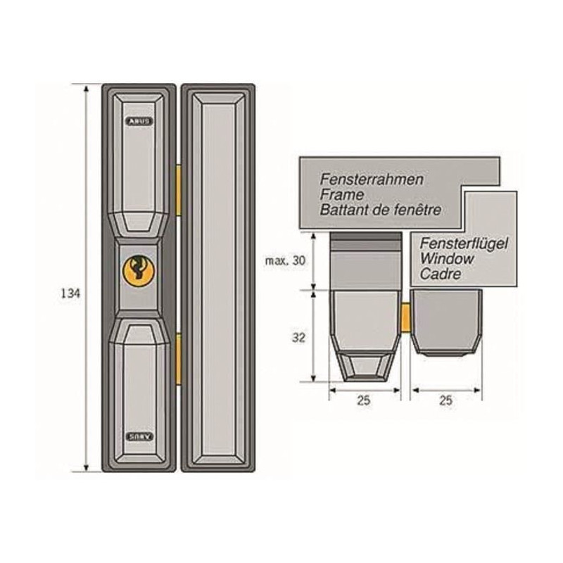 Lock - ABUS - FTS3002 S KA AL0125 - Security for aluminum, wood, plast