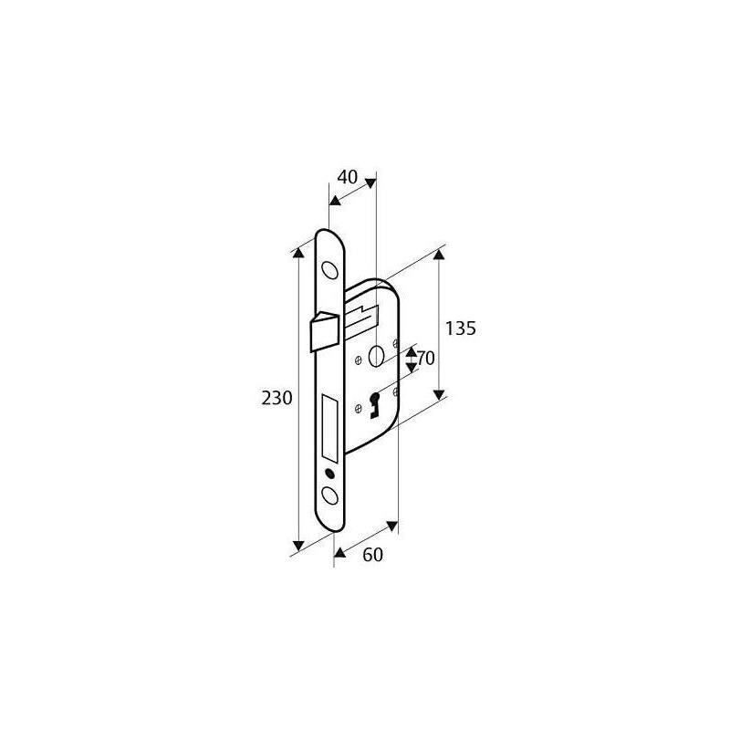 Mortise lock with key - YALE - Y75R-A40/B/SC - 40 mm axle, 135 mm body