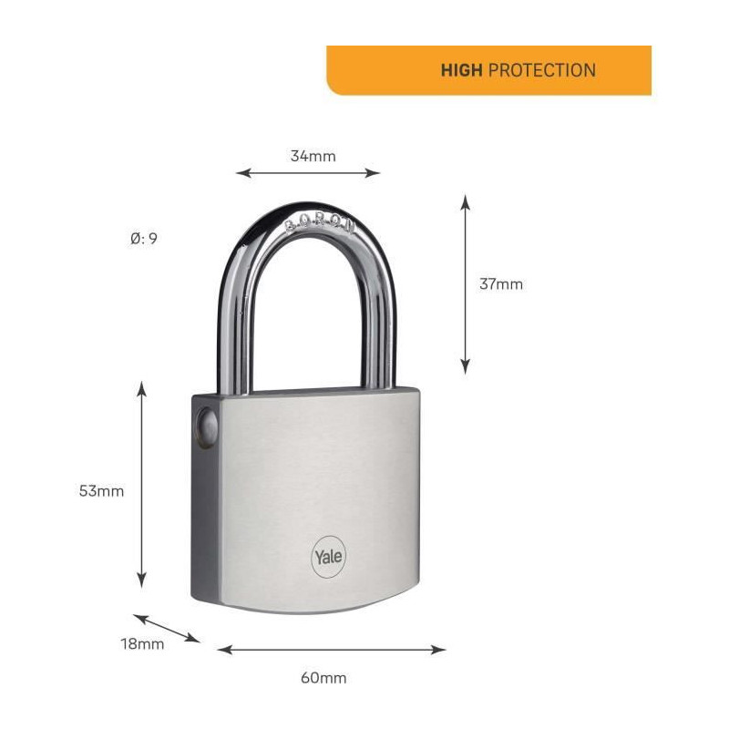 Brass Padlock - YALE - Y120DB/60/135/1 - Exterior - Chrome 60 mm - Ant