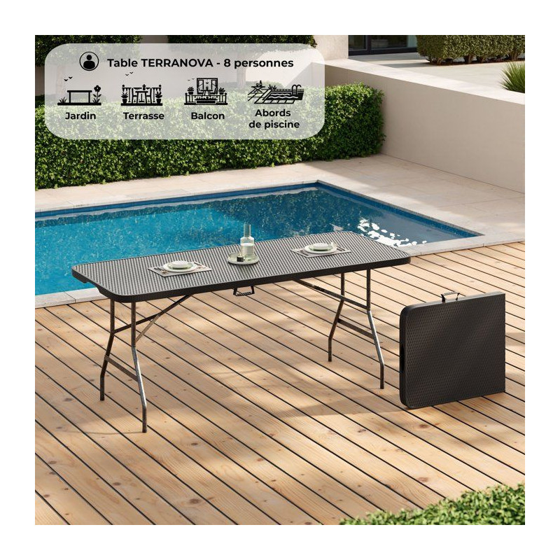 Folding reception table 8 people 180x74 x73.5cm - Steel structure and