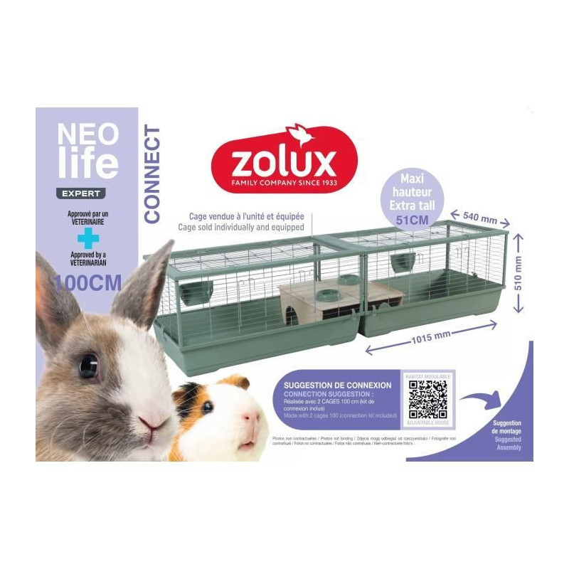 Rodent cage - Zolux - Néolife Connect - For rabbits and guinea pigs -