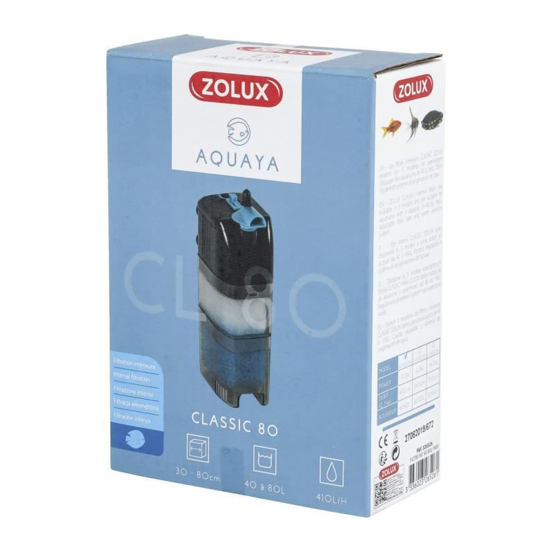 Internal filter - ZOLUX - Classic 80 - 5 W - Aquarium 40 to 80 L - Adj