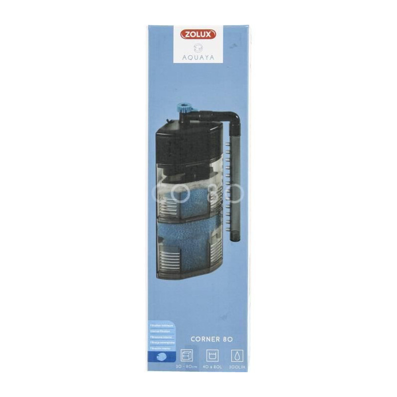 Zolux Internal Corner Filter - For 40 to 80 L Aquariums - Flow Rate of