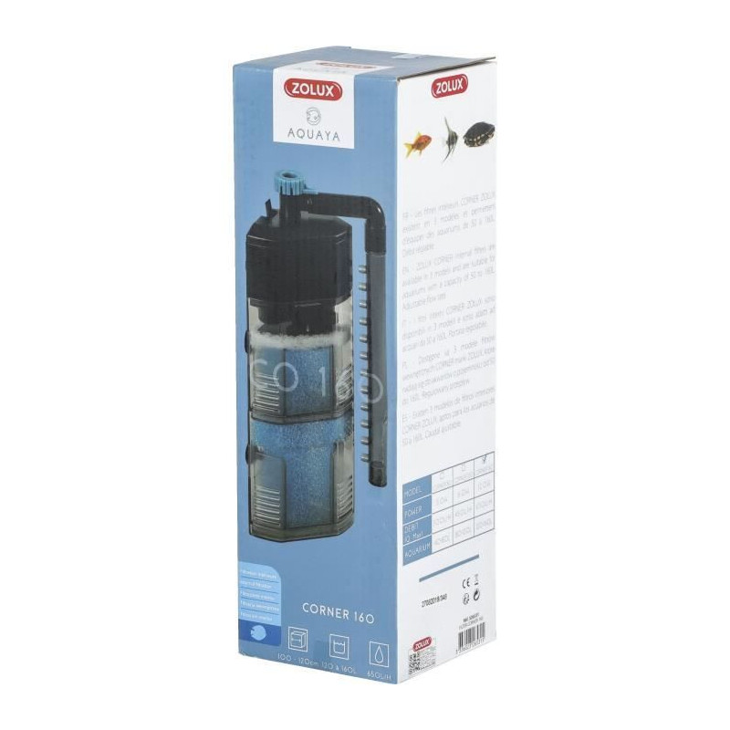 Internal filter - ZOLUX - Corner 160 - 12 W - Adjustable flow rate - F